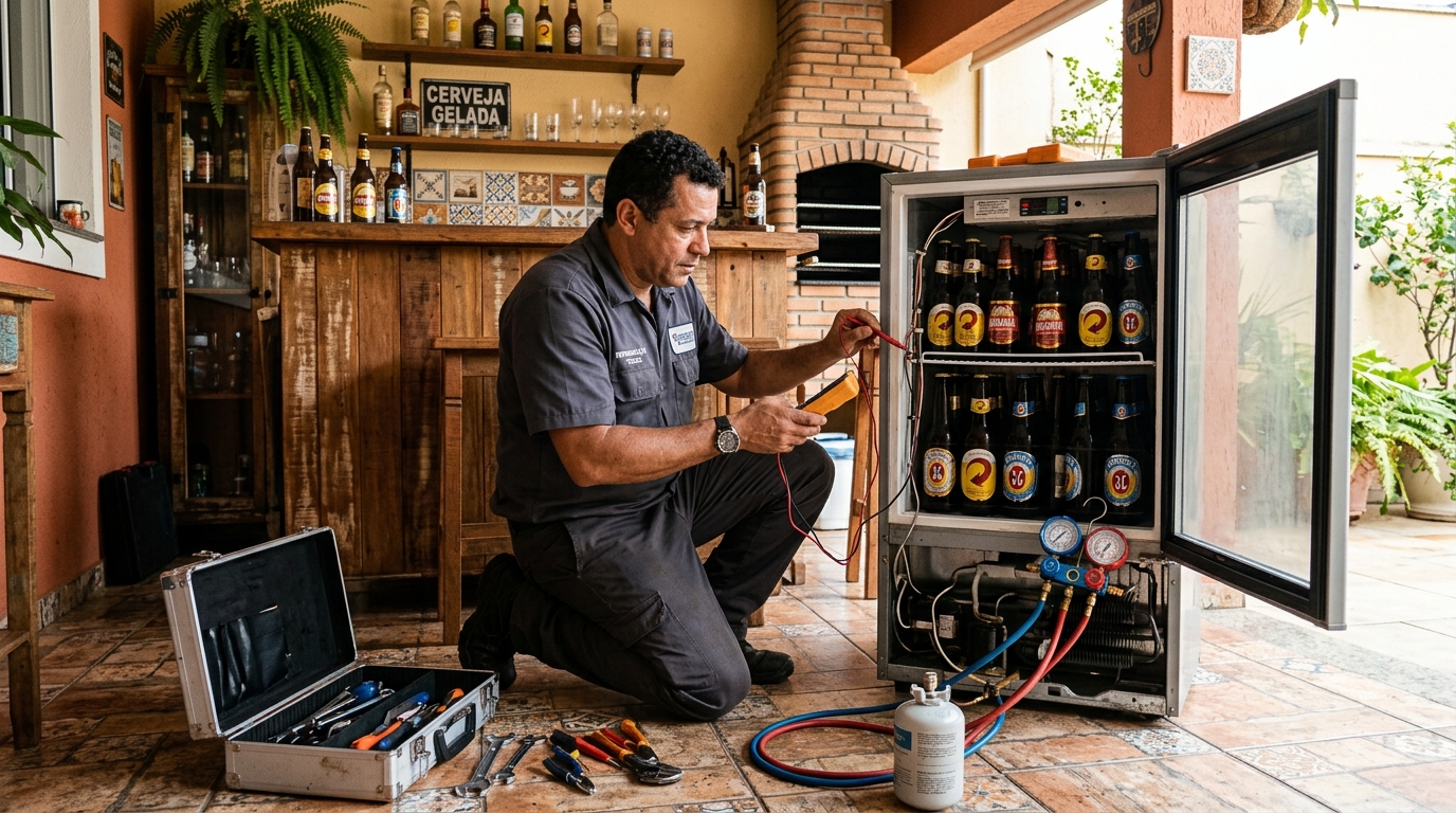 Recarga de gás refrigerante de cervejeira em Aparecida de Goiânia‑GO
