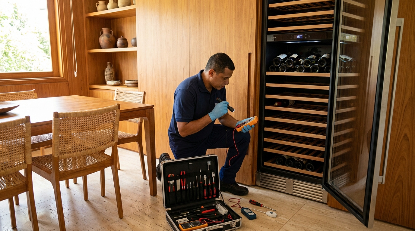 Substituição do termostato de uma adega climatizada em Aparecida de Goiânia‑GO